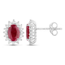 2.02 Carat Genuine Ruby and White Diamond 14K White Gold Earrings-2