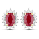 2.02 Carat Genuine Ruby and White Diamond 14K Yellow Gold Earrings-1