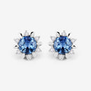 1.87 Carat Genuine Blue Sapphire and White Diamond 14K White Gold Earrings-8
