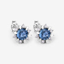1.87 Carat Genuine Blue Sapphire and White Diamond 14K White Gold Earrings-9