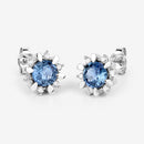 1.87 Carat Genuine Blue Sapphire and White Diamond 14K White Gold Earrings-10