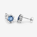 1.87 Carat Genuine Blue Sapphire and White Diamond 14K White Gold Earrings-11