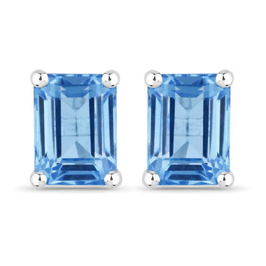 3.20 Carat Genuine Swiss Blue Topaz .925 Sterling Silver Earrings - 0