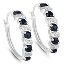 1.28 Carat Genuine Blue Sapphire and White Topaz .925 Sterling Silver Earrings-5
