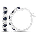 1.28 Carat Genuine Blue Sapphire and White Topaz .925 Sterling Silver Earrings-6
