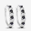 1.28 Carat Genuine Blue Sapphire and White Topaz .925 Sterling Silver Earrings-8