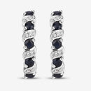 1.28 Carat Genuine Blue Sapphire and White Topaz .925 Sterling Silver Earrings-9