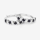 1.28 Carat Genuine Blue Sapphire and White Topaz .925 Sterling Silver Earrings-10