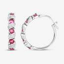 1.28 Carat Genuine Pink Tourmaline and White Topaz .925 Sterling Silver Earrings-9