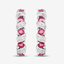 1.28 Carat Genuine Pink Tourmaline and White Topaz .925 Sterling Silver Earrings-10