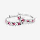 1.28 Carat Genuine Pink Tourmaline and White Topaz .925 Sterling Silver Earrings-11