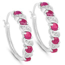 1.38 Carat Genuine Ruby and White Topaz .925 Sterling Silver Earrings-5