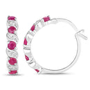 1.38 Carat Genuine Ruby and White Topaz .925 Sterling Silver Earrings-6
