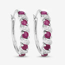 1.38 Carat Genuine Ruby and White Topaz .925 Sterling Silver Earrings-8