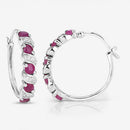 1.38 Carat Genuine Ruby and White Topaz .925 Sterling Silver Earrings-9
