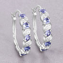 1.08 Carat Genuine Tanzanite and White Topaz .925 Sterling Silver Earrings-8