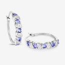 1.08 Carat Genuine Tanzanite and White Topaz .925 Sterling Silver Earrings-10