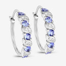 1.08 Carat Genuine Tanzanite and White Topaz .925 Sterling Silver Earrings-11