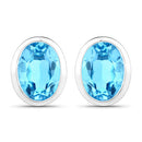 4.00 Carat Genuine Swiss Blue Topaz .925 Sterling Silver Earrings-5