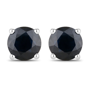1.70 Carat Genuine Blue Sapphire 10K White Gold Earrings