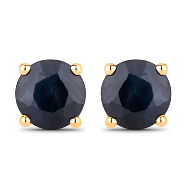 1.70 Carat Genuine Blue Sapphire 10K Yellow Gold Earrings