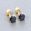 1.70 Carat Genuine Blue Sapphire 10K Yellow Gold Earrings-4