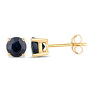 1.70 Carat Genuine Blue Sapphire 10K Yellow Gold Earrings-2