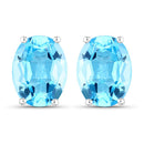 4.00 Carat Genuine Swiss Blue Topaz .925 Sterling Silver Earrings-5