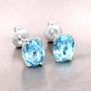 4.00 Carat Genuine Swiss Blue Topaz .925 Sterling Silver Earrings-8