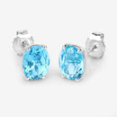 4.00 Carat Genuine Swiss Blue Topaz .925 Sterling Silver Earrings-11