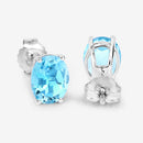 4.00 Carat Genuine Swiss Blue Topaz .925 Sterling Silver Earrings-13