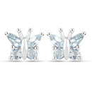18K White Gold Plated 1.12 Carat Genuine Blue Topaz .925 Sterling Silver Earrings-2