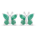 0.88 Carat Genuine Emerald .925 Sterling Silver Earrings-5