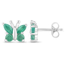0.88 Carat Genuine Emerald .925 Sterling Silver Earrings-6