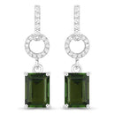 2.28 Carat Genuine Green Tourmaline and White Diamond 14K White Gold Earrings-5