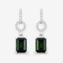 2.28 Carat Genuine Green Tourmaline and White Diamond 14K White Gold Earrings-11