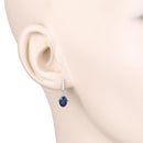 1.95 Carat Genuine Blue Sapphire and White Diamond 10K White Gold Earrings-5