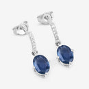 1.95 Carat Genuine Blue Sapphire and White Diamond 10K White Gold Earrings-6