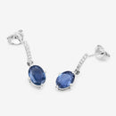 1.95 Carat Genuine Blue Sapphire and White Diamond 10K White Gold Earrings-7