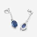 1.95 Carat Genuine Blue Sapphire and White Diamond 10K White Gold Earrings-9