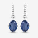 1.95 Carat Genuine Blue Sapphire and White Diamond 10K White Gold Earrings-10