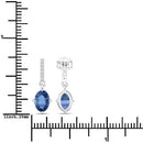 1.95 Carat Genuine Blue Sapphire and White Diamond 14K White Gold Earrings-3