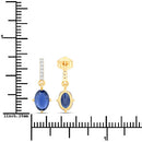 1.95 Carat Genuine Blue Sapphire and White Diamond 14K Yellow Gold Earrings-3