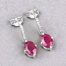 1.75 Carat Genuine Ruby and White Diamond 10K White Gold Earrings-4