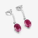 1.75 Carat Genuine Ruby and White Diamond 10K White Gold Earrings-6