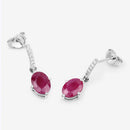 1.75 Carat Genuine Ruby and White Diamond 10K White Gold Earrings-7