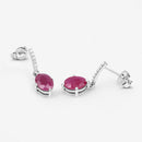 1.75 Carat Genuine Ruby and White Diamond 10K White Gold Earrings-8