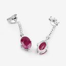 1.75 Carat Genuine Ruby and White Diamond 10K White Gold Earrings-9
