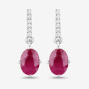 1.75 Carat Genuine Ruby and White Diamond 10K White Gold Earrings-10