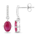 1.75 Carat Genuine Ruby and White Diamond 10K White Gold Earrings-2